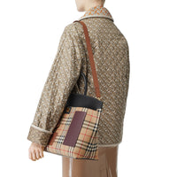ARCHIVE BEIGE Sac à main Society en cuir et coton Vintage check