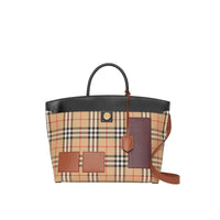 ARCHIVE BEIGE Sac à main Society en cuir et coton Vintage check