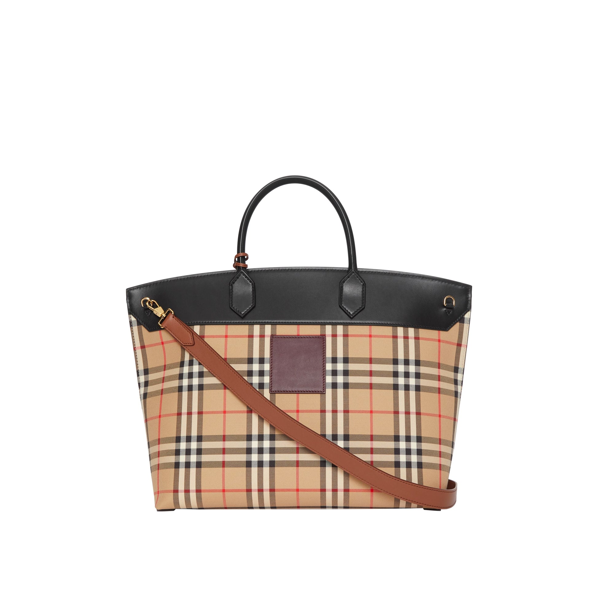 ARCHIVE BEIGE Sac à main Society en cuir et coton Vintage check