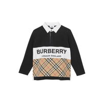 BLACK Polo à manches longues avec check et logo