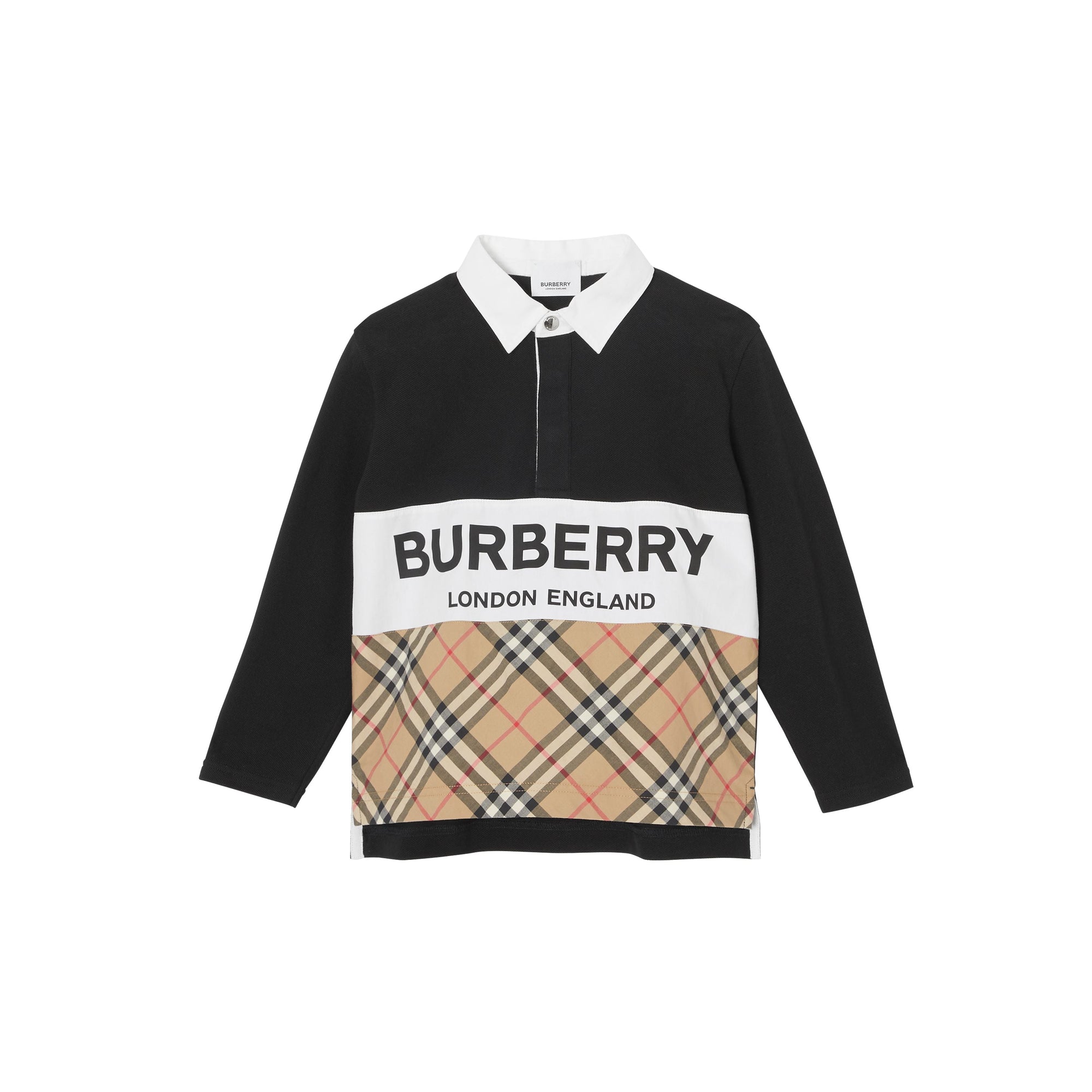 BLACK Polo à manches longues avec check et logo