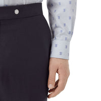 Pantalon de costume classique en laine et mohair à triple pression - Bleu de Minuit