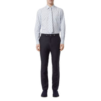 Pantalon de costume classique en laine et mohair à triple pression - Bleu de Minuit