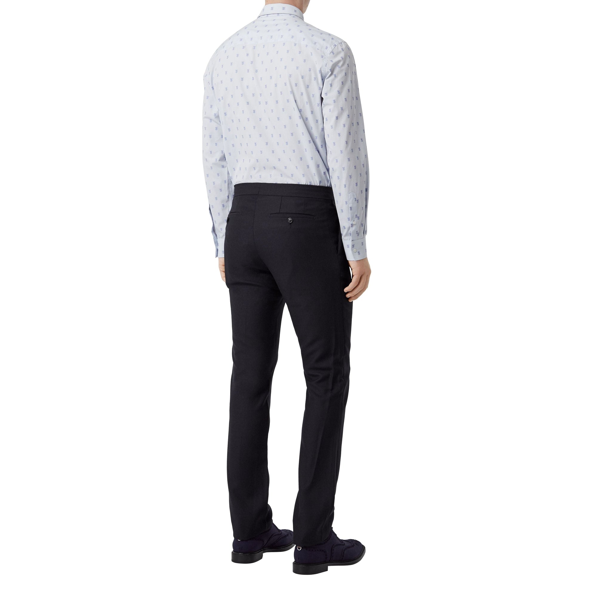 Pantalon de costume classique en laine et mohair à triple pression - Bleu de minuit