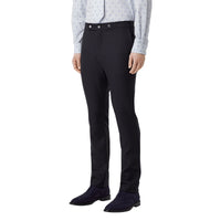 Pantalon de costume classique en laine et mohair à triple pression - Bleu de minuit