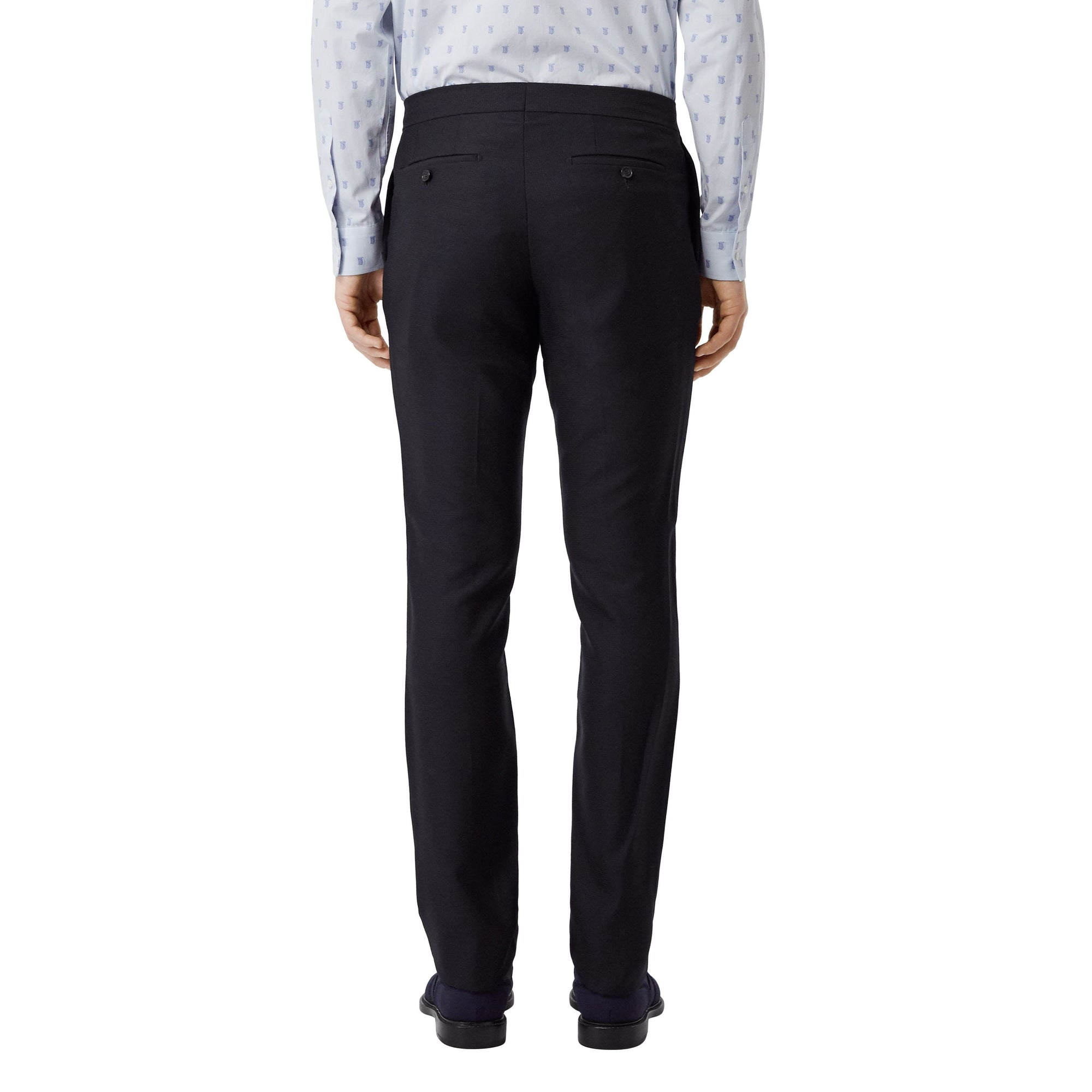 Pantalon de costume classique en laine et mohair à triple pression - Bleu de Minuit