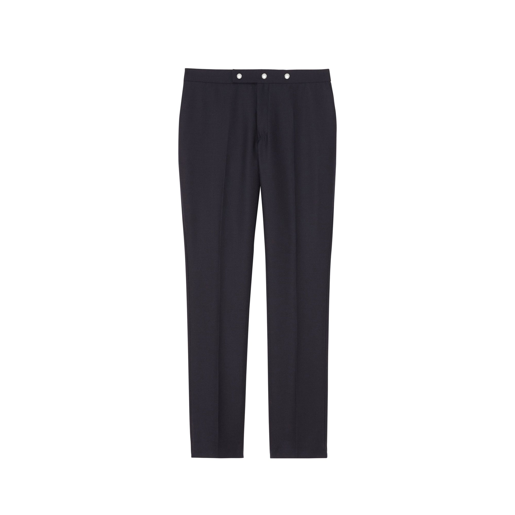 Pantalon de costume classique en laine et mohair à triple pression - Bleu de minuit