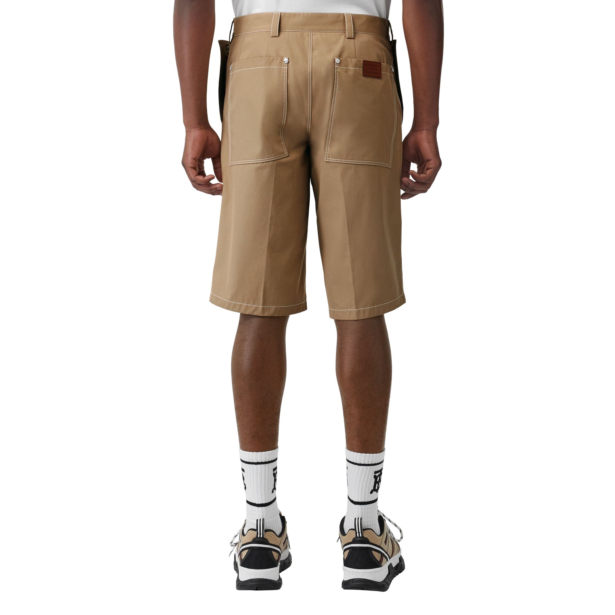 Short ajusté en coton avec poche - Miel sombre