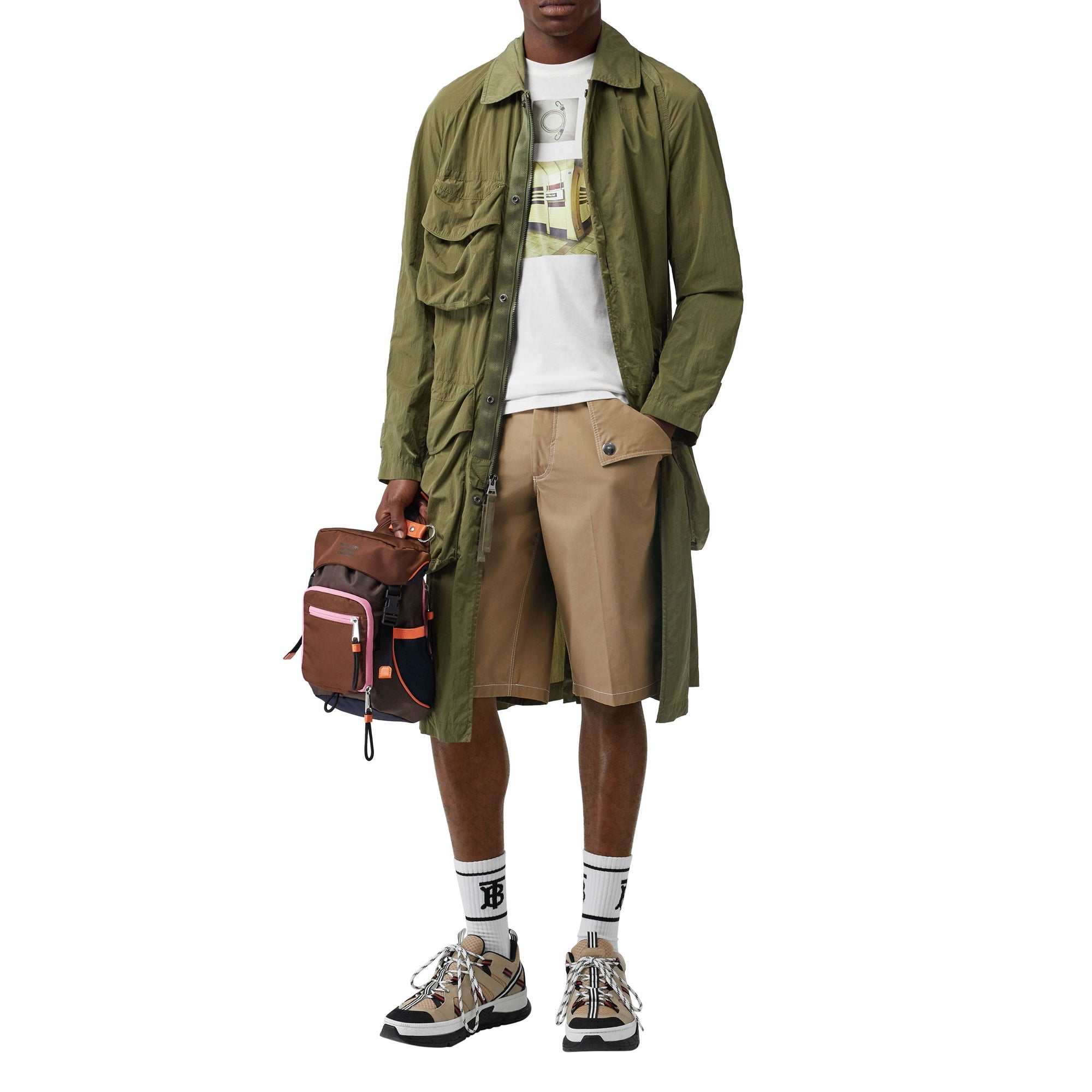 Short ajusté en coton avec poche - Miel sombre