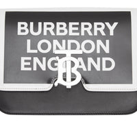 BLACK/WHITE Petit sac TB en cuir avec logo