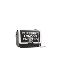 BLACK/WHITE Petit sac TB en cuir avec logo