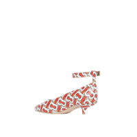 Escarpins à bout ouvert et talon kitten-heel en cuir monogram - Fauve