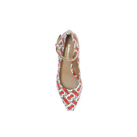 Escarpins à bout ouvert et talon kitten-heel en cuir monogram - Fauve