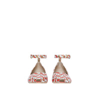 Escarpins à bout ouvert et talon kitten-heel en cuir monogram - Fauve