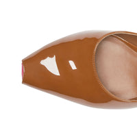 TAN Escarpins à bout ouvert et talon kitten-heel en cuir verni