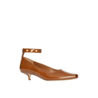 TAN Escarpins à bout ouvert et talon kitten-heel en cuir verni