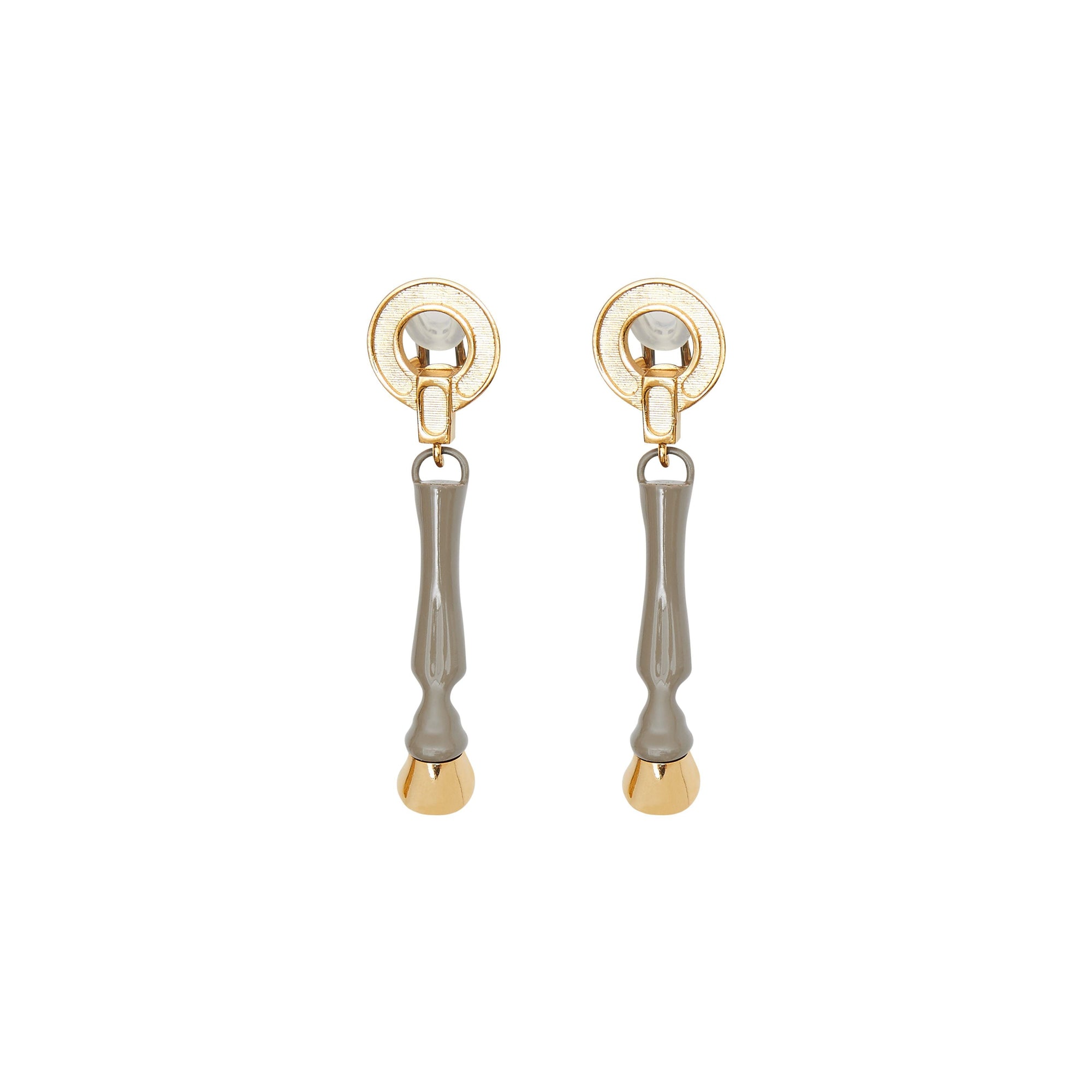 Pendants d'oreilles sabot en résine et plaqués or - Miel