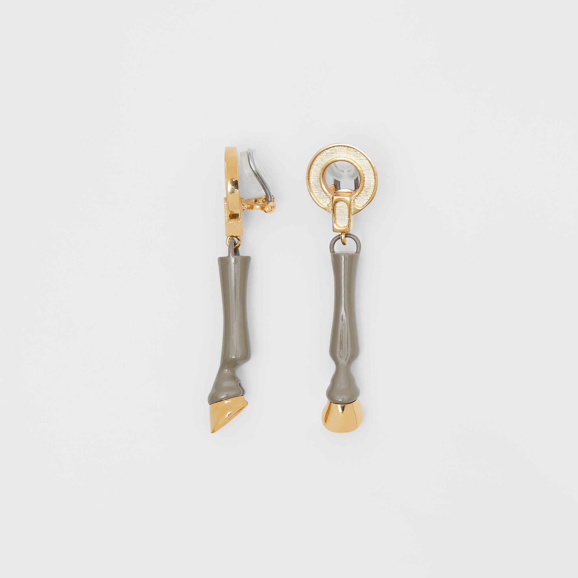 Pendants d'oreilles sabot en résine et plaqués or - Miel