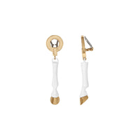 Pendants d'oreilles sabot en résine et plaqués or - Blanc & Or Clair