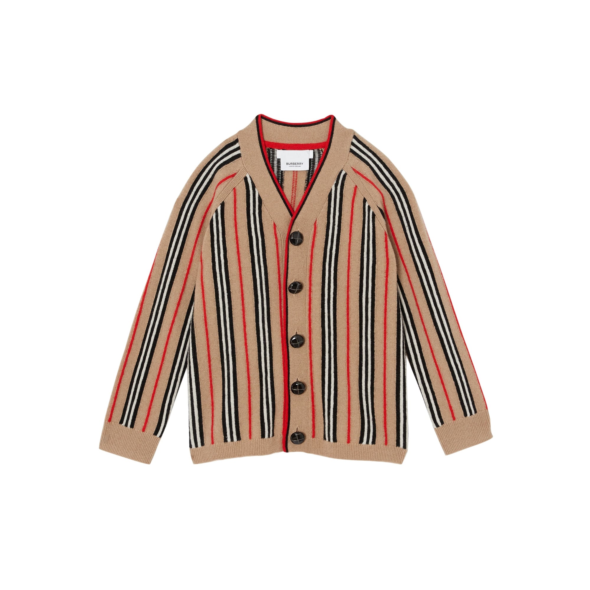 ARCHIVE BEIGE Cardigan en laine et cachemire à rayures iconiques