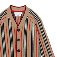 ARCHIVE BEIGE Cardigan en laine et cachemire à rayures iconiques