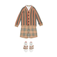 ARCHIVE BEIGE Cardigan en laine et cachemire à rayures iconiques