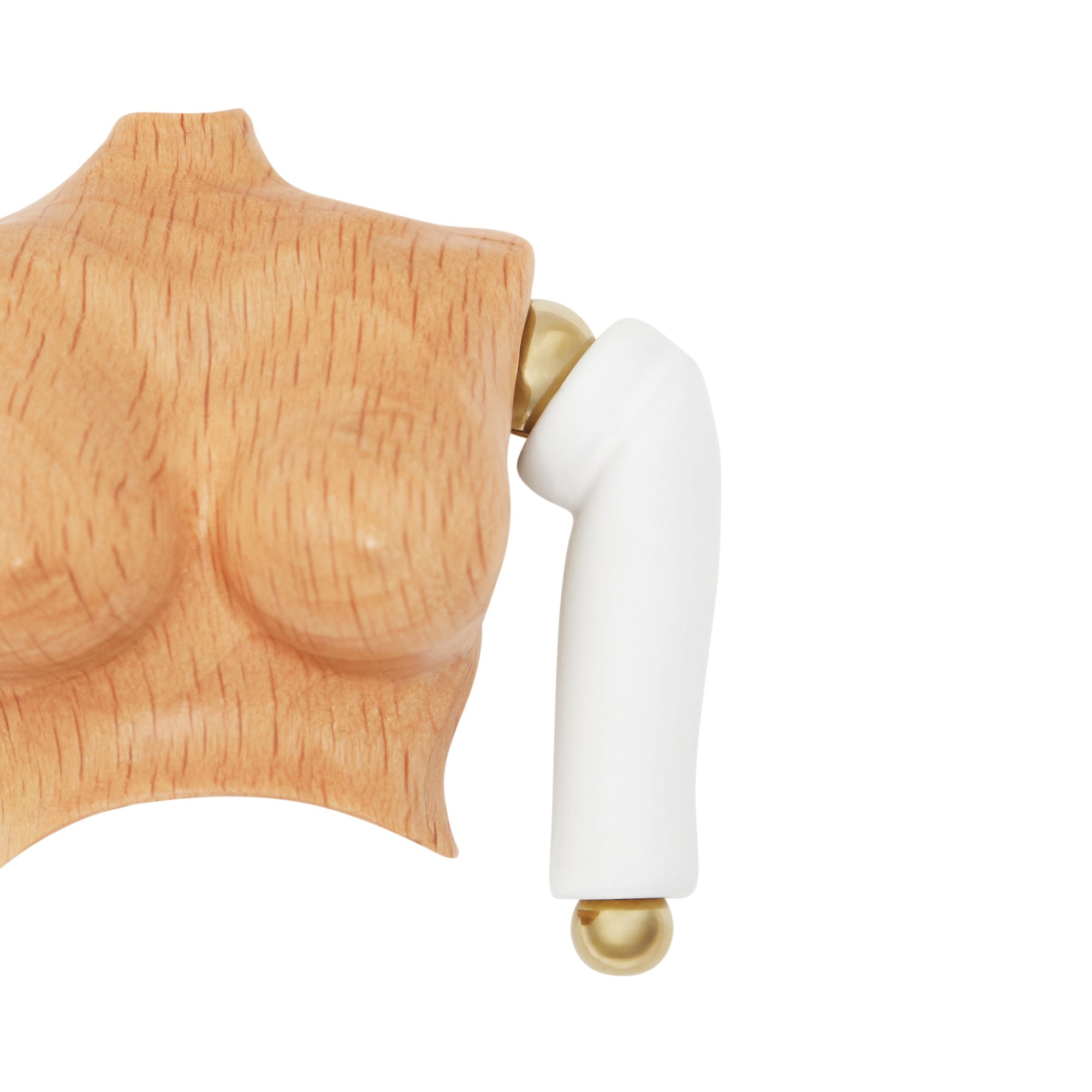 Broche figurine en bois de hêtre et émail - Blanc & Bois