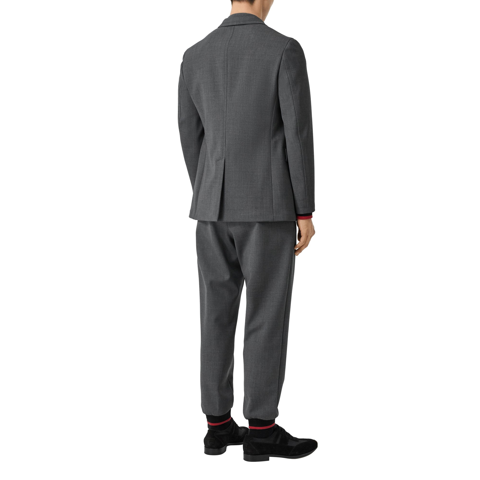 Veste de costume en laine stretch et néoprène avec rayures - Camaïeu de gris sombres