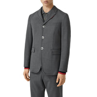 Veste de costume en laine stretch et néoprène avec rayures - Camaïeu de gris sombres