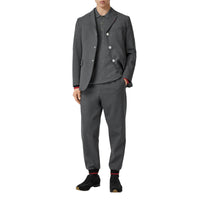 Veste de costume en laine stretch et néoprène avec rayures - Camaïeu de gris sombres