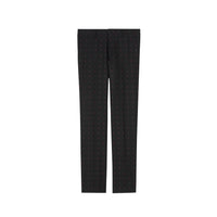Pantalon de costume classique en laine et coton en fil coupé - Noir