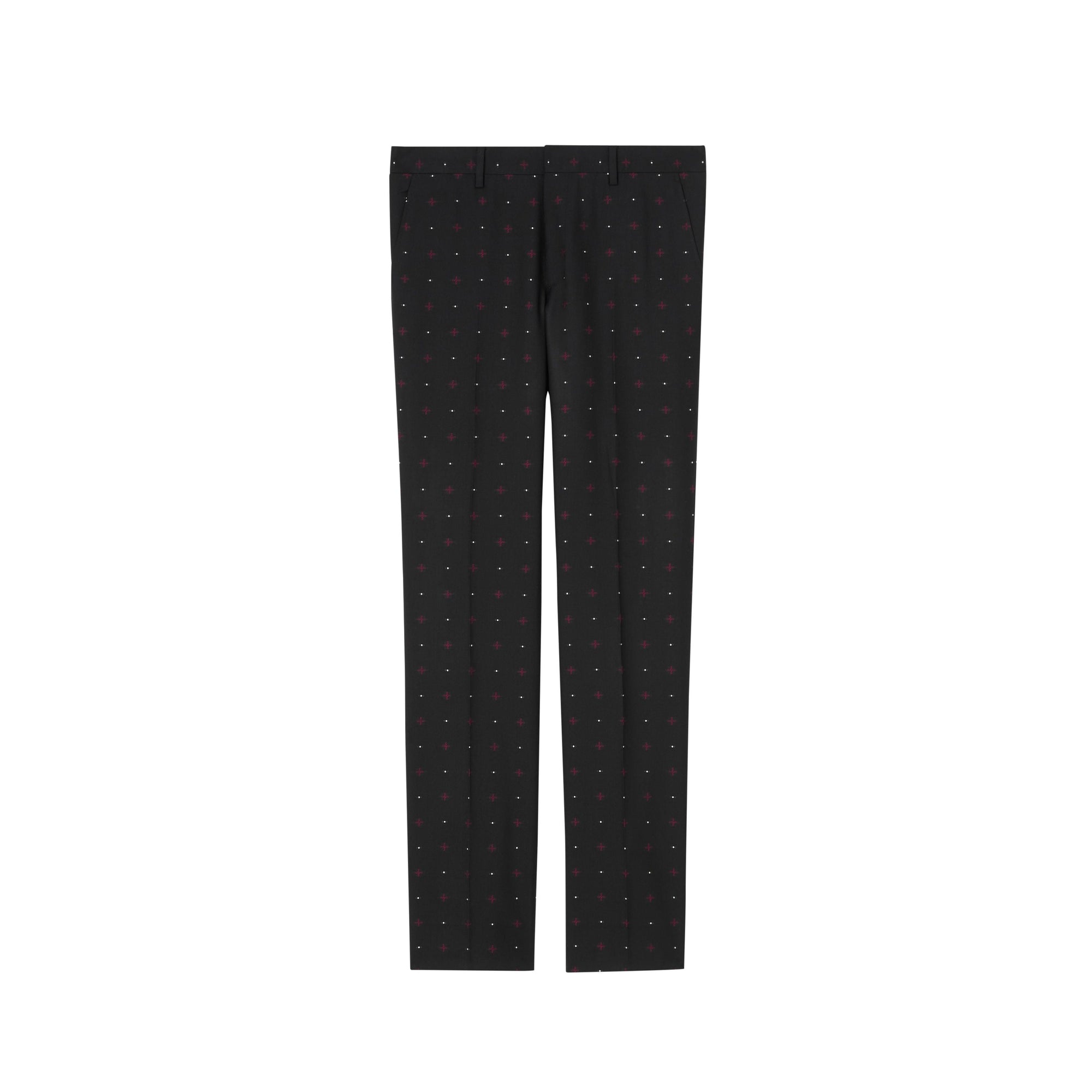 Pantalon de costume classique en laine et coton en fil coupé - Noir