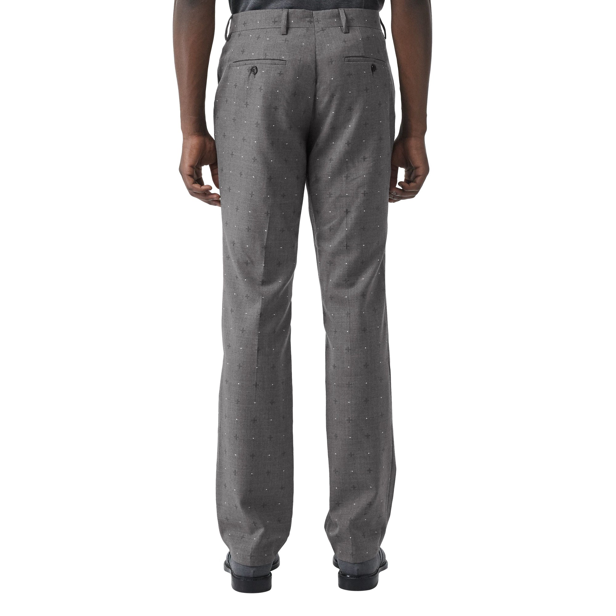 Pantalon de costume classique en laine et coton en fil coupé - Camaïeu de gris moyens