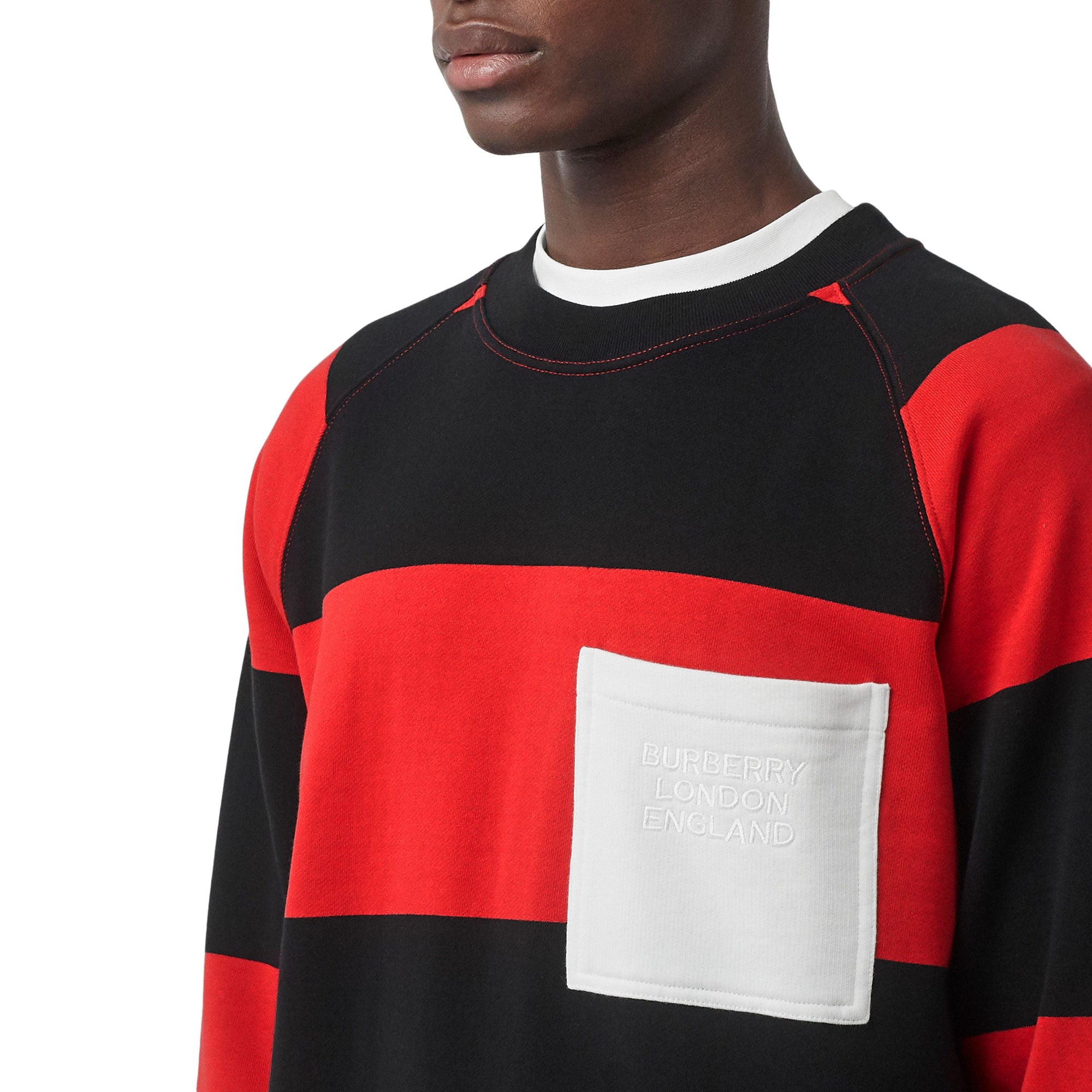 BRIGHT RED STRIPE Sweat-shirt en coton à rayures rugby