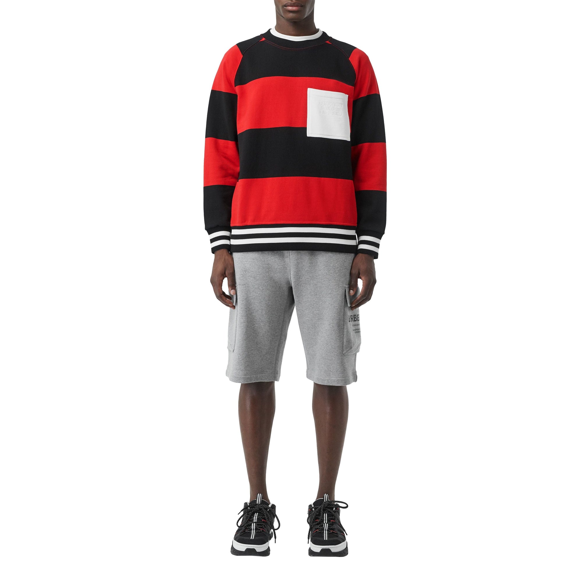 BRIGHT RED STRIPE Sweat-shirt en coton à rayures rugby