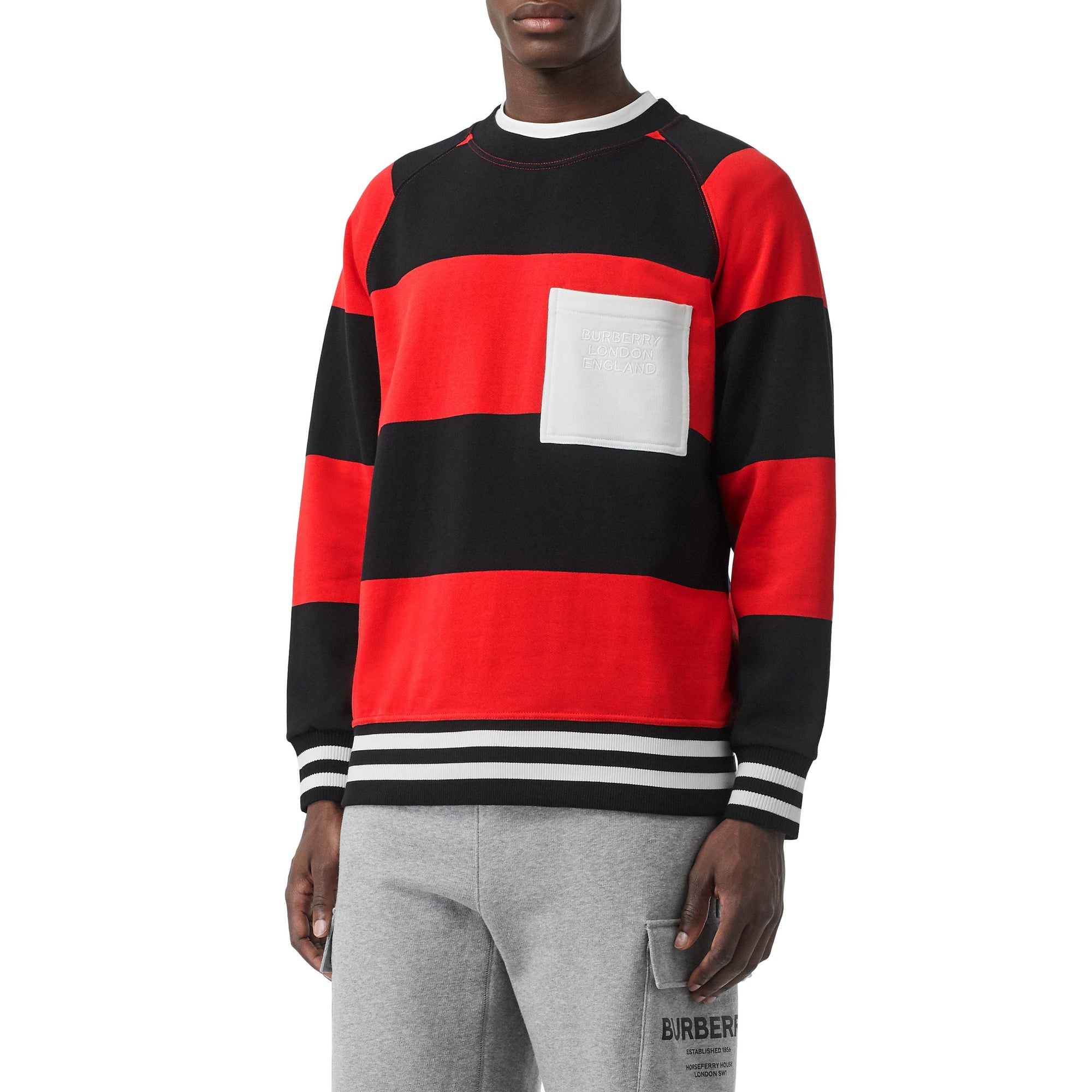 BRIGHT RED STRIPE Sweat-shirt en coton à rayures rugby