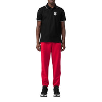 BLACK Polo à col en pointe en piqué de coton Monogram