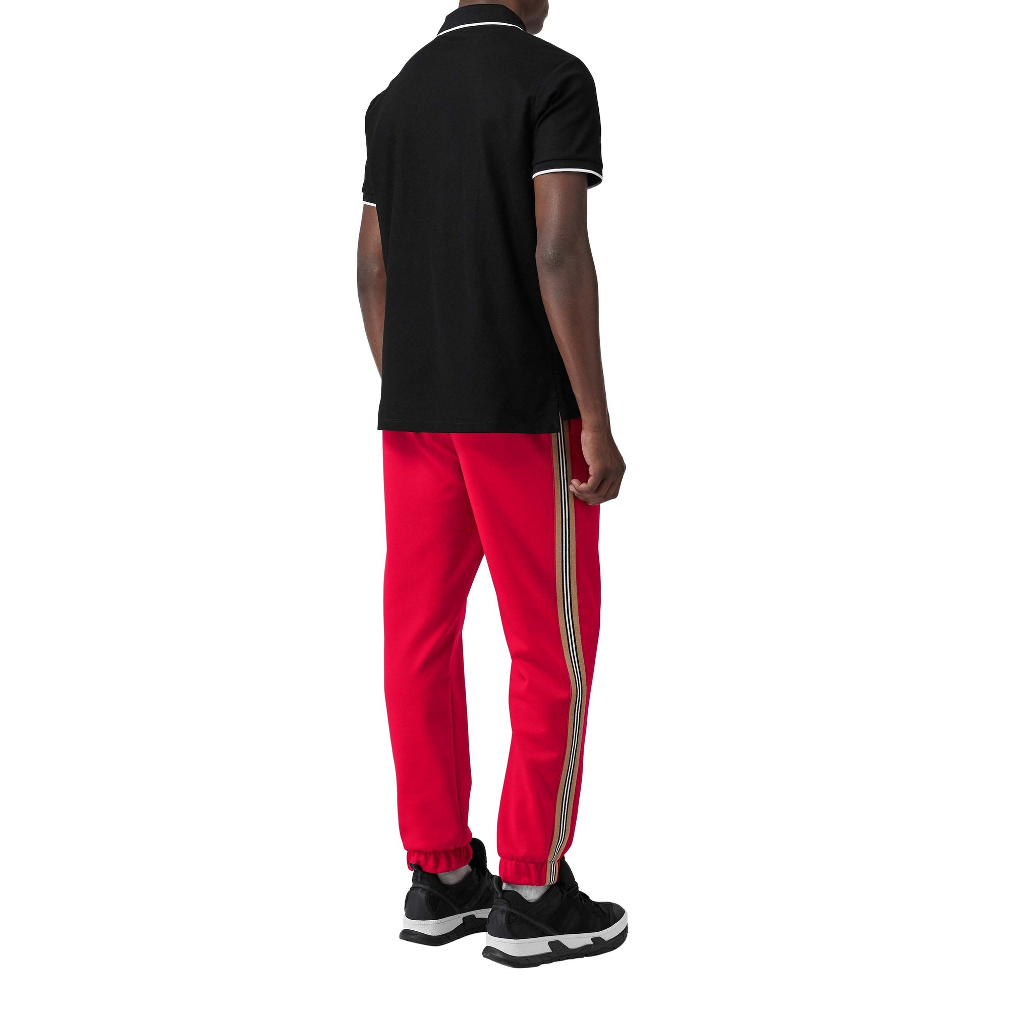 BLACK Polo à col en pointe en piqué de coton Monogram