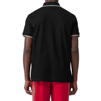 BLACK Polo à col en pointe en piqué de coton Monogram