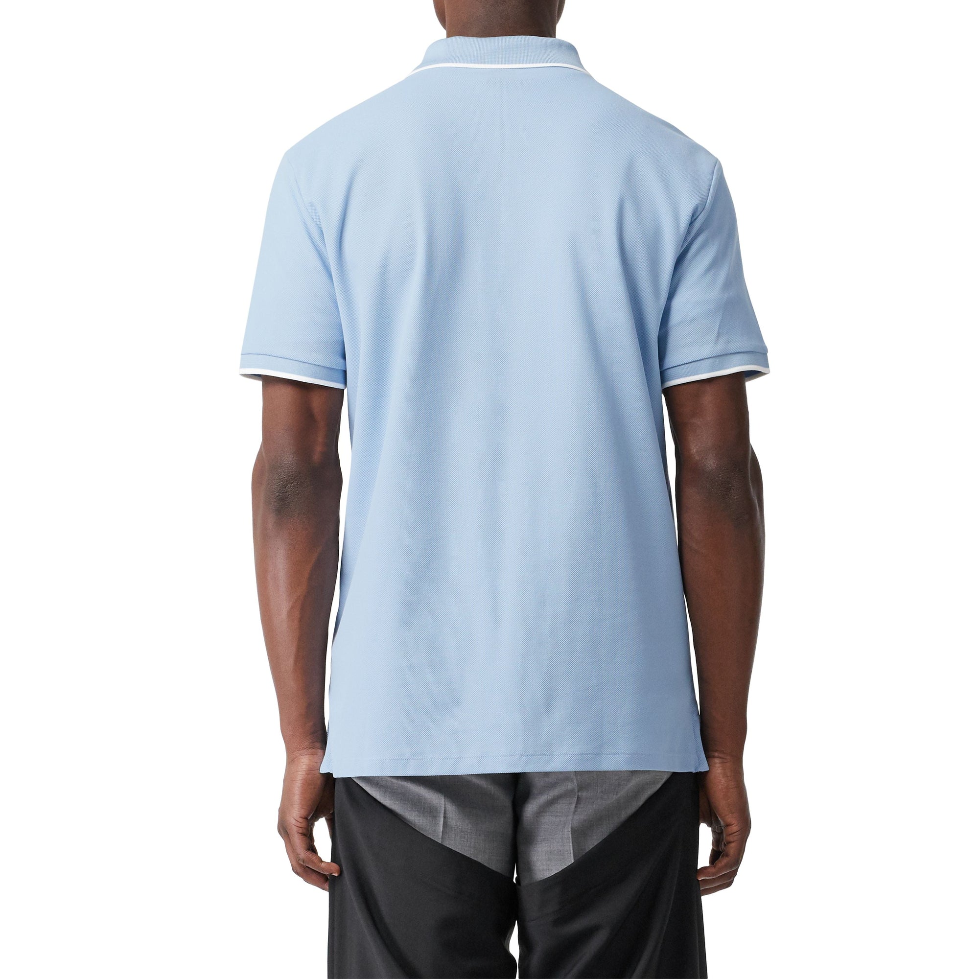 PALE BLUE Polo à col en pointe en piqué de coton Monogram