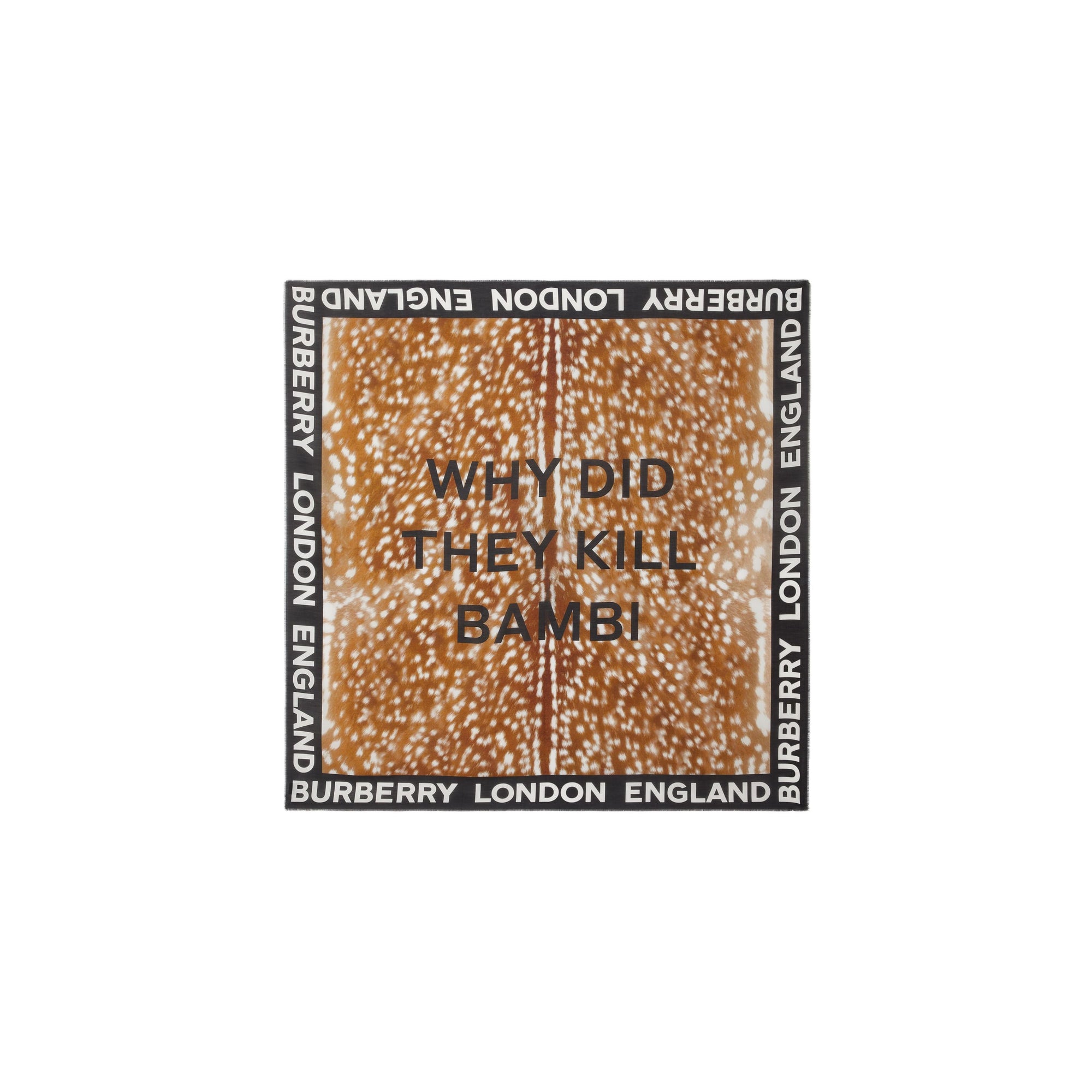 BROWN Grand carré de coton et soie avec imprimé daim et slogan