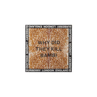 Grand carré de coton et soie avec imprimé daim et slogan - Marron