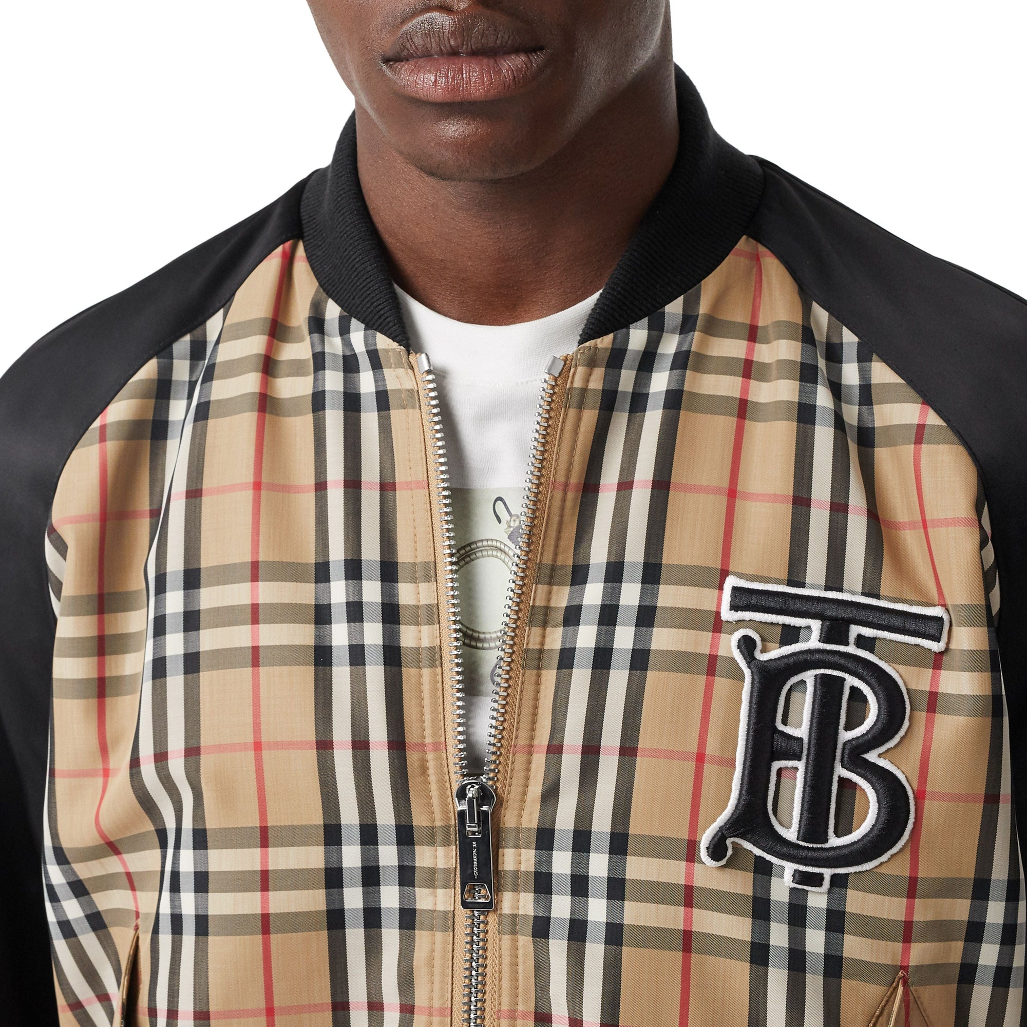 ARCHIVE BEIGE Bomber en nylon Vintage check avec Monogram