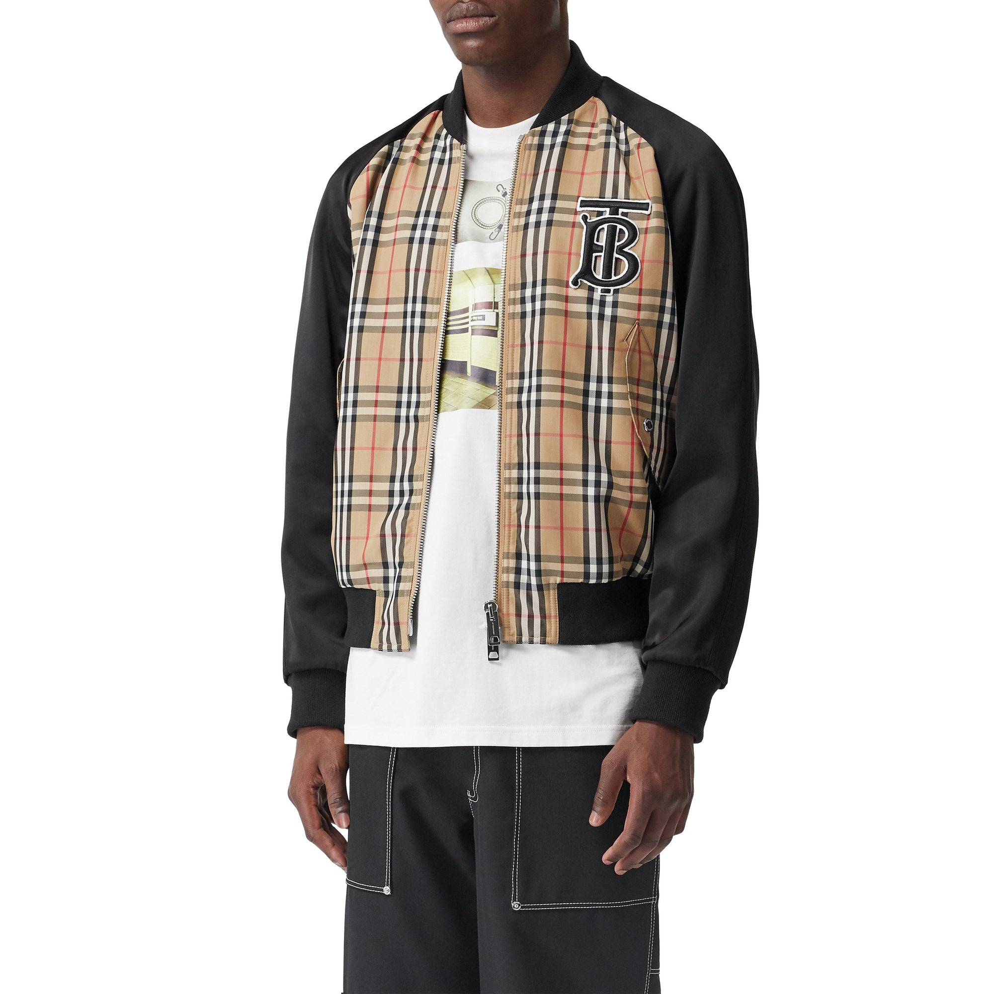 ARCHIVE BEIGE Bomber en nylon Vintage check avec Monogram