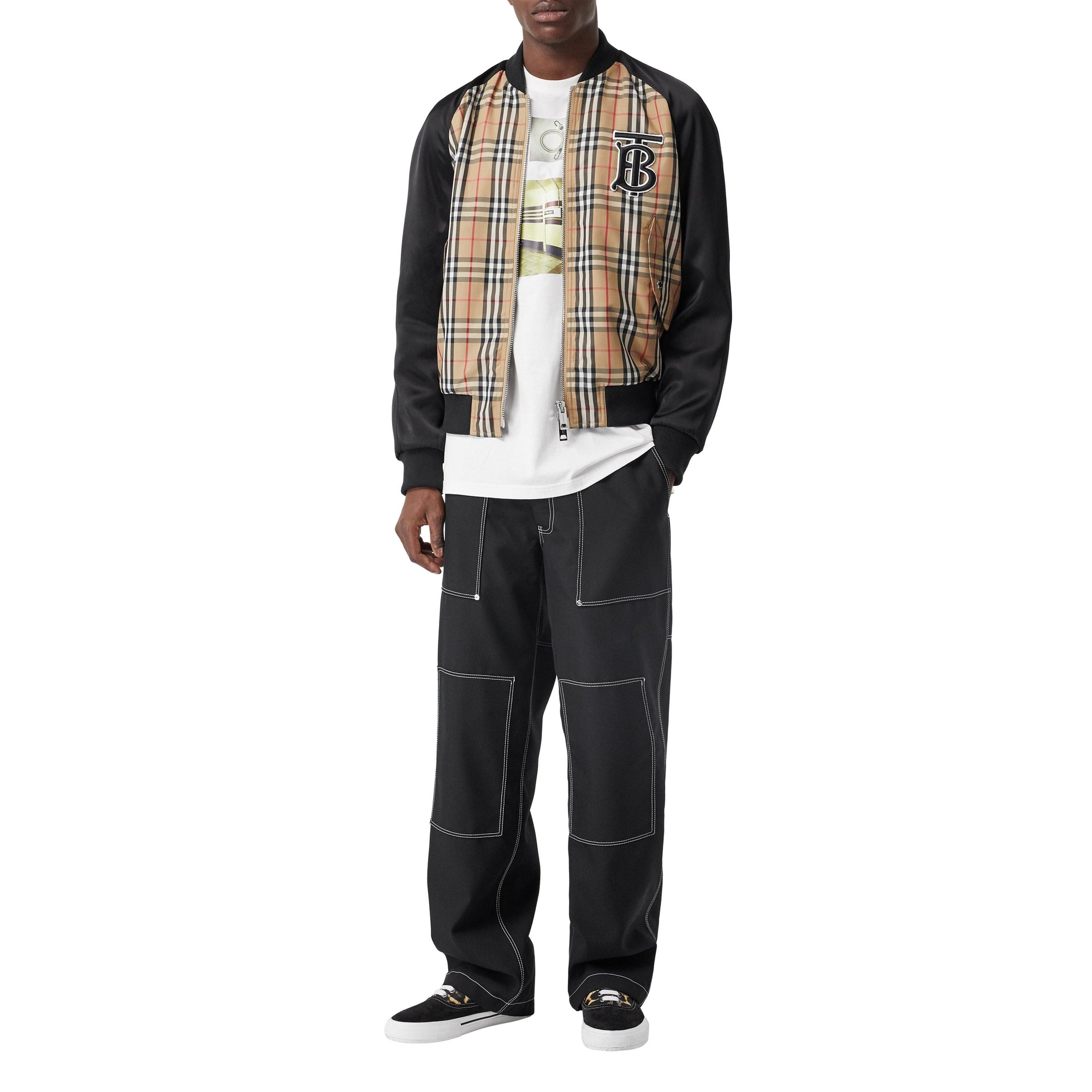 ARCHIVE BEIGE Bomber en nylon Vintage check avec Monogram