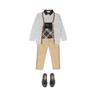 Cardigan en laine mérinos à rayures iconiques - Camaïeu de gris clairs