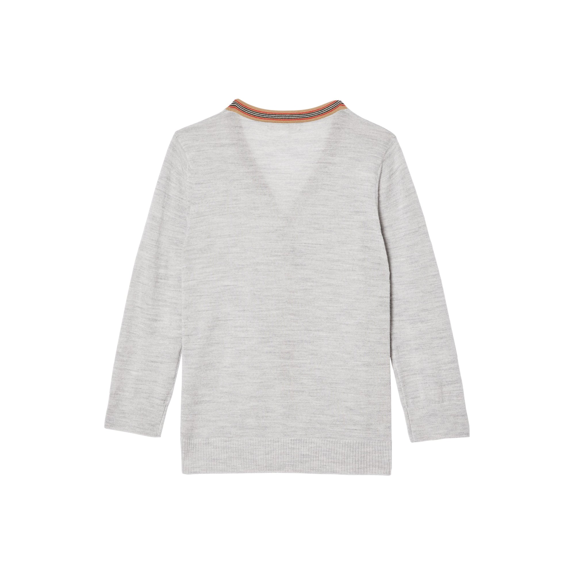 Cardigan en laine mérinos à rayures iconiques - Camaïeu de gris clairs