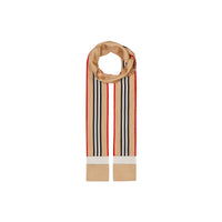 Foulard ultrafin en soie à rayures iconiques - Beige d'Archive