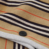 Poncho réversible en jacquard de laine mérinos et à rayures iconiques - Beige d'archive