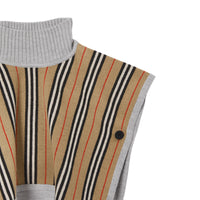 Poncho réversible en jacquard de laine mérinos et à rayures iconiques - Beige d'archive
